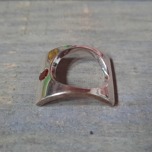 Artisan Crafted Sterling Silver Abstract Garnet Ring - Picture 2 of 15
